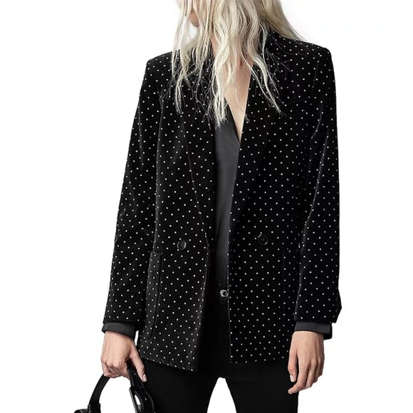 NWT Zadig & Voltaire | Visko Velvet Glitter Dots Blazer - Picture 1 of 17